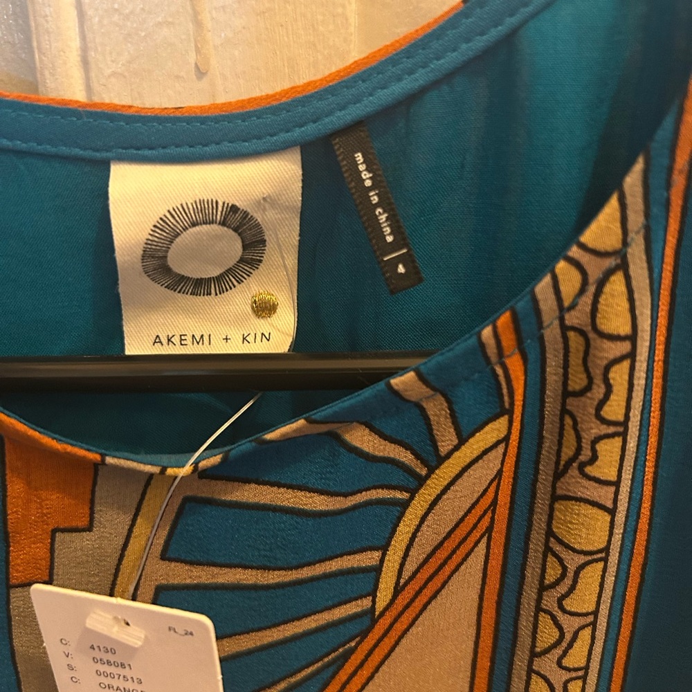 Geometric Blue and Brown Maxi Dress - Picture 4 of 4